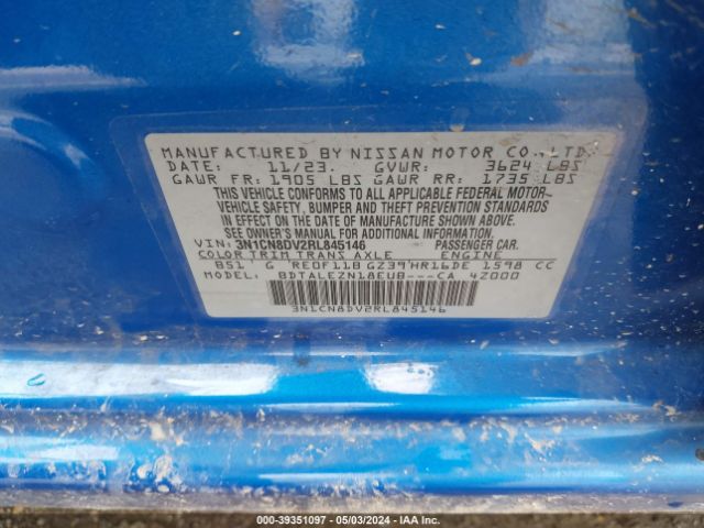 3N1CN8DV2RL845146 Nissan Versa 1.6 S
