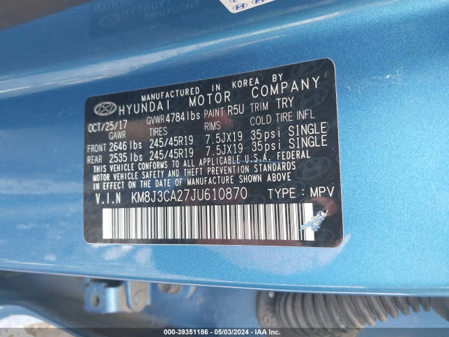 Hyundai Tucson Limited 2018 KM8J3CA27JU610870 Image 9