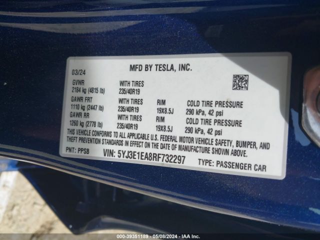 5YJ3E1EA8RF732297 Tesla Model 3 Rear-wheel Drive