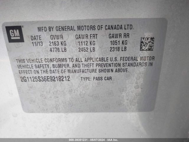 2G1125S36E9218212 Chevrolet Impala 2lt