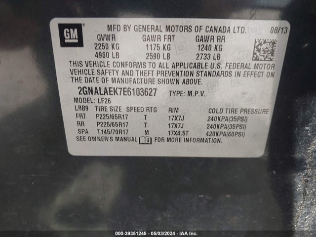 Chevrolet EQUINOX LS 2014 2GNALAEK7E6103627 Image 9