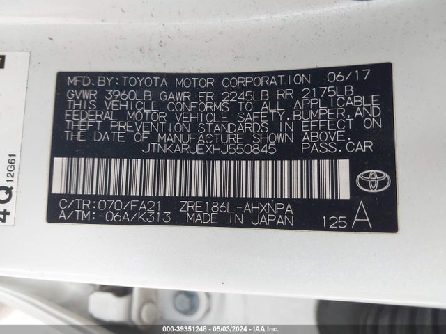 Toyota COROLLA IM 2017 JTNKARJEXHJ550845 Image 9