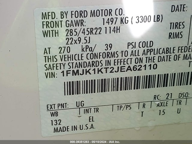Ford Expedition Max Limited 2018 1FMJK1KT2JEA62110 Image 9