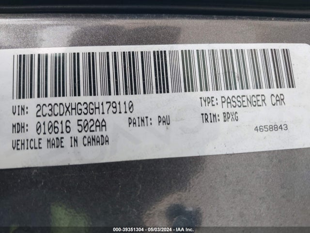 Dodge Charger Sxt 2016 2C3CDXHG3GH179110 Image 9