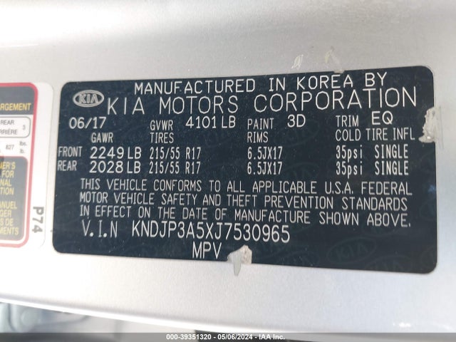 KIA SOUL + 2018 KNDJP3A5XJ7530965 Image 9