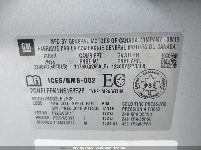 Chevrolet EQUINOX LT 2017 2GNFLFEK1H6168528 Image 9