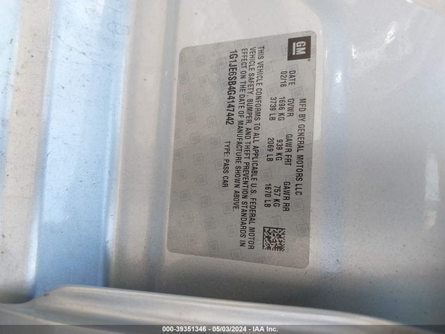 Chevrolet Sonic Ltz Auto 2016 1G1JE6SB4G4147442 Image 9