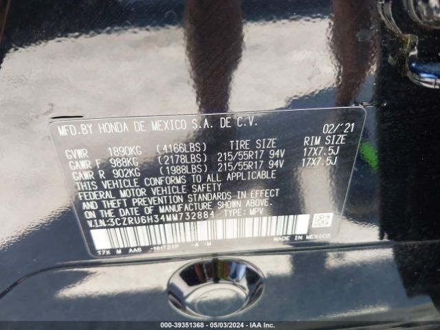 3CZRU6H34MM732884 Honda Hr-v Awd Lx