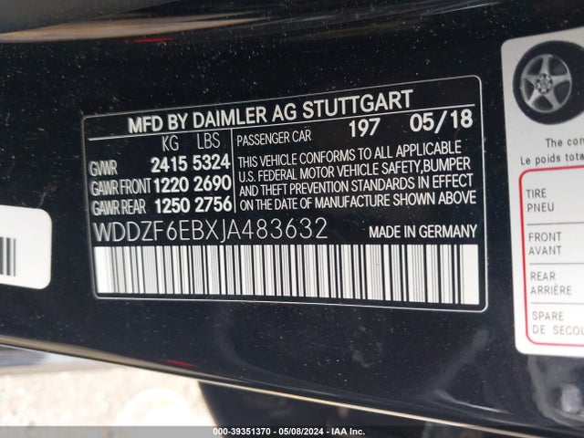 Mercedes-Benz Amg E 43 4matic 2018 WDDZF6EBXJA483632 Image 9