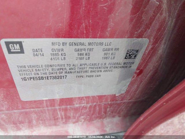 Chevrolet Cruze 2lt Auto 2014 1G1PE5SB1E7362017 Image 9