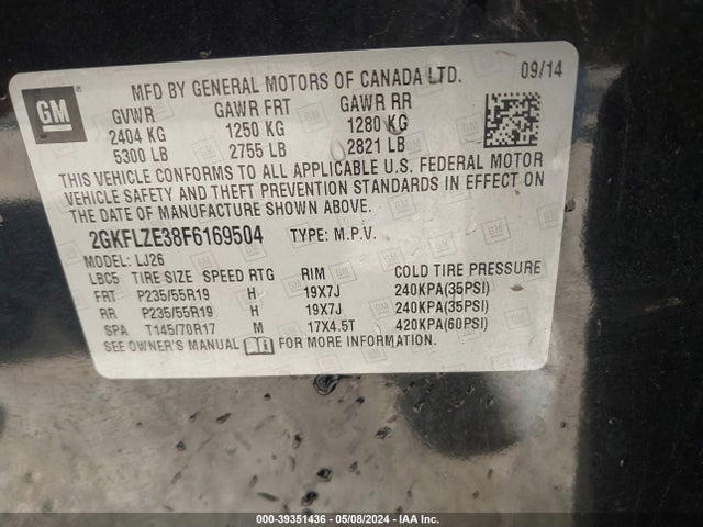 GMC Terrain Denali 2015 2GKFLZE38F6169504 Image 9