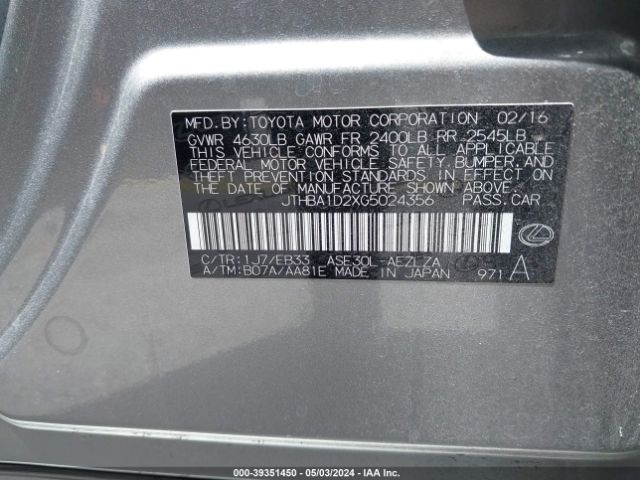JTHBA1D2XG5024356 Lexus IS 200T