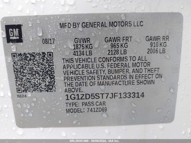 Chevrolet MALIBU LT 2018 1G1ZD5ST7JF133314 Image 9