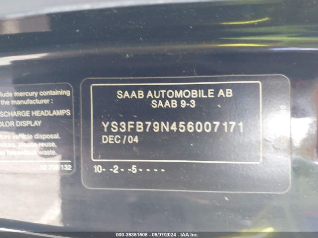 2005 SAAB 9-3 YS3FB79N456007171 Photo 8