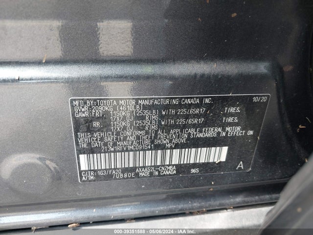 Toyota Rav4 Xle 2021 2T3W1RFV1MC091541 Image 9
