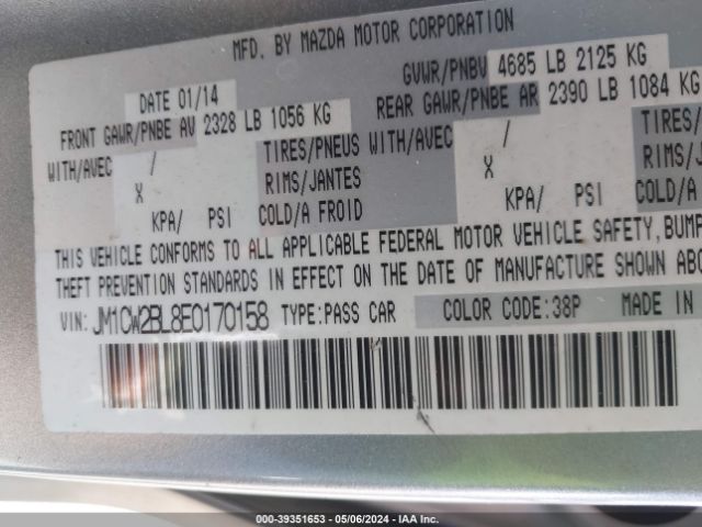 JM1CW2BL8E0170158 Mazda Mazda5 Sport