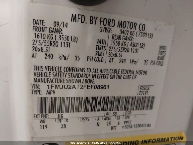 1FMJU2AT2FEF08961 Ford Expedition Limited