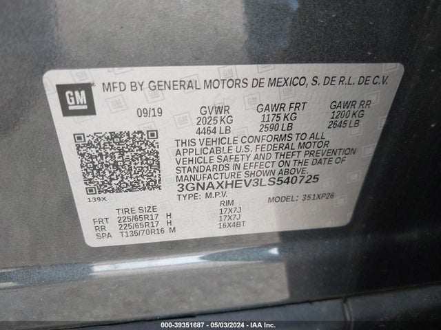 Chevrolet Equinox Fwd Ls 2020 3GNAXHEV3LS540725 Image 9