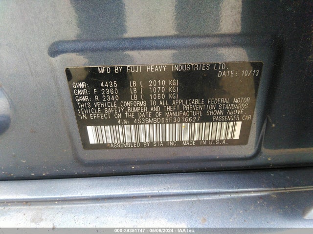 Subaru Legacy 2.5i Premium 2014 4S3BMBD65E3016627 Image 9