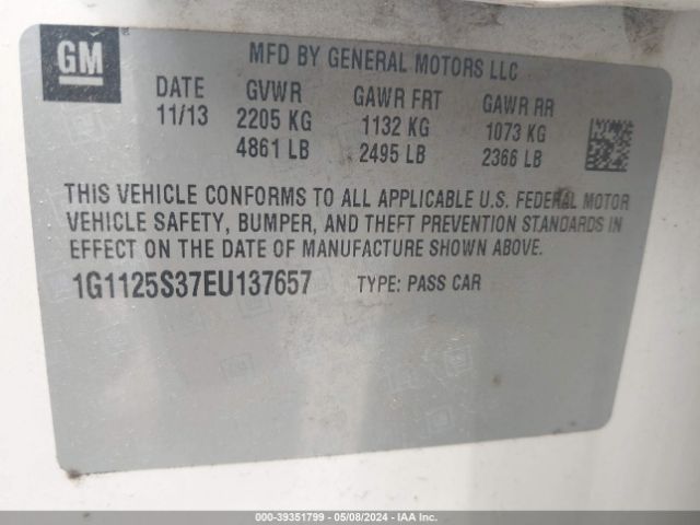 1G1125S37EU137657 Chevrolet Impala 2lt