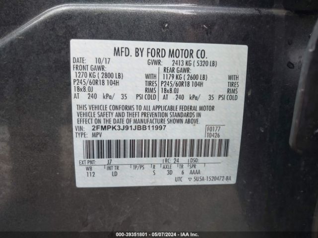 2018 FORD EDGE 2FMPK3J91JBB11997 Photo 8