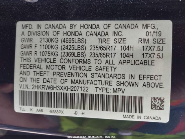 2HKRW6H3XKH207122 Honda CR-V LX