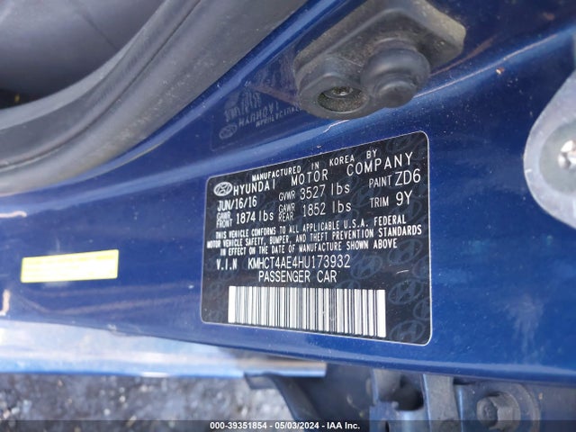 Hyundai ACCENT SE 2017 KMHCT4AE4HU173932 Image 9