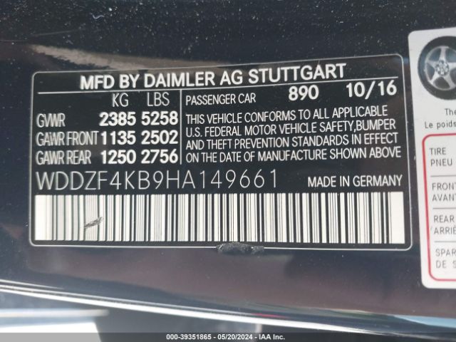 WDDZF4KB9HA149661 Mercedes-Benz E 300 4matic
