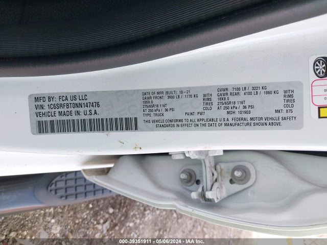 RAM 1500 2022 1C6SRFBT0NN147476 Image 9