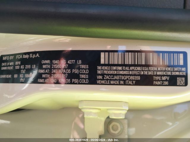 ZACCJABT9GPD89359 Jeep Renegade Latitude