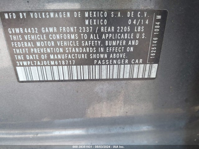 3VWPL7AJ0EM618717 Volkswagen Jetta Sportwagen 2.0l Tdi