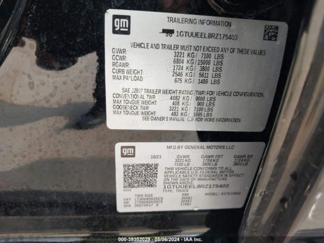 1GTUUEEL8RZ175403 GMC Sierra 1500 4wd  Short Box At4