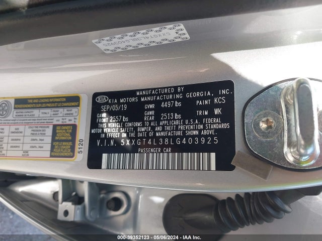 KIA Optima Lx 2020 5XXGT4L38LG403925 Image 9