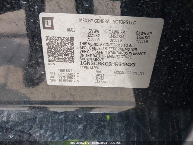 Chevrolet Tahoe Lt 2017 1GNSCBKC0HR349483 Image 9