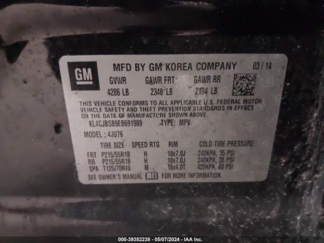 KL4CJBSB9EB691989 Buick Encore Convenience