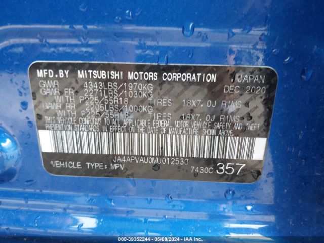 JA4APVAU0MU012530 Mitsubishi Outlander Sport 2.0 Se 2wd