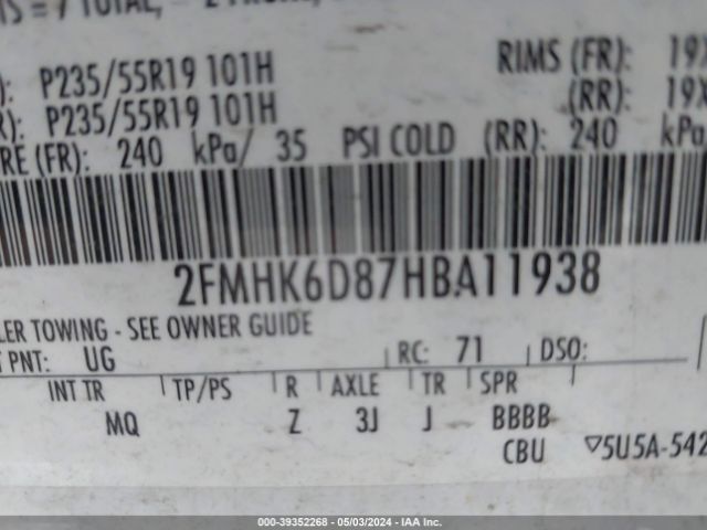 2FMHK6D87HBA11938 Ford Flex Limited