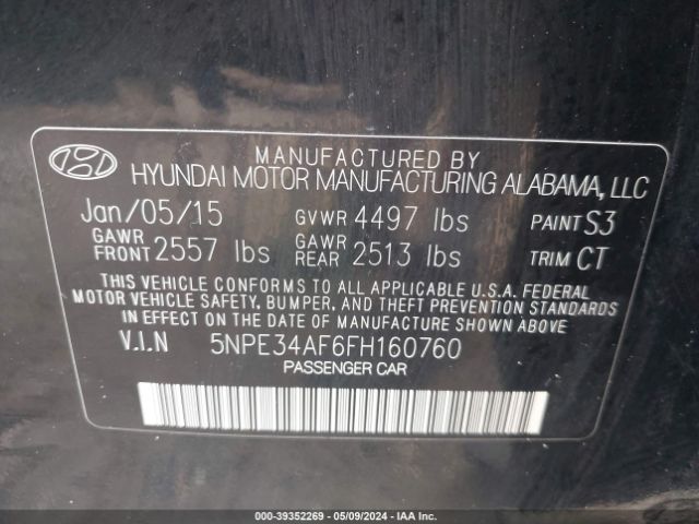 5NPE34AF6FH160760 Hyundai Sonata Limited