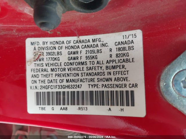 Honda Civic Ex-t 2016 2HGFC1F33GH632247 Image 9