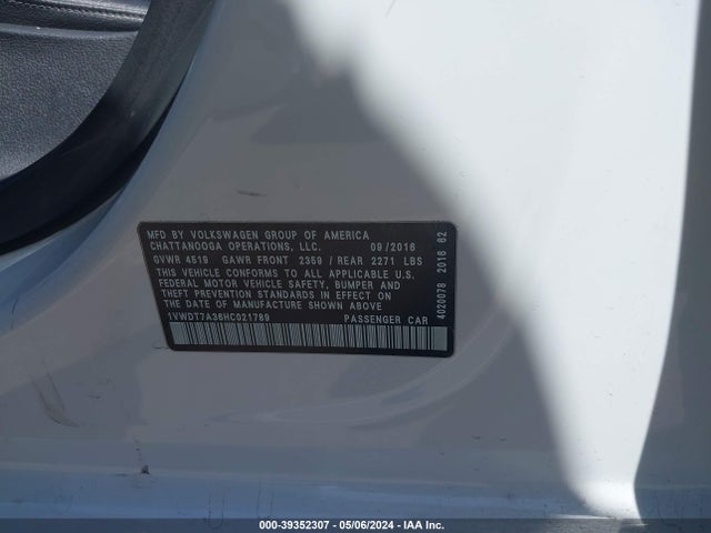 1VWDT7A36HC021789 Volkswagen Passat 1.8t R-line