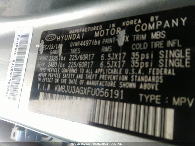 Hyundai TUCSON SE 2015 KM8JU3AGXFU056191 Image 9