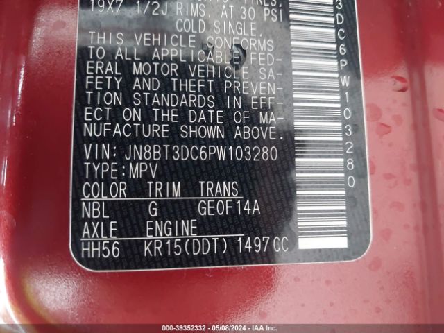 JN8BT3DC6PW103280 Nissan Rogue Platinum Fwd