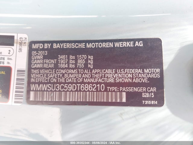 2013 MINI HARDTOP WMWSU3C59DT686210 Photo 8