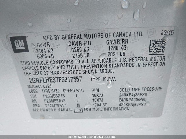 Chevrolet Equinox Ltz 2015 2GNFLHE37F6317557 Image 9