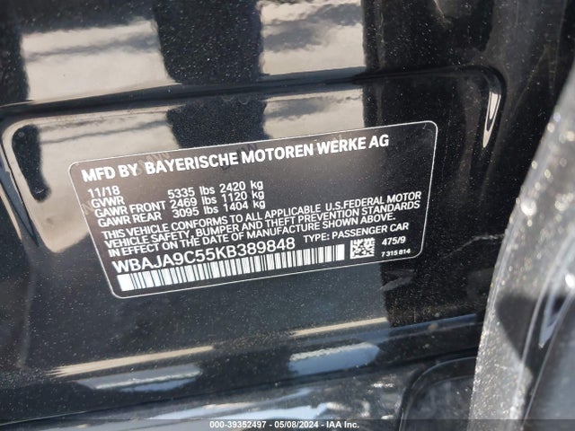 BMW 530e Iperformance 2019 WBAJA9C55KB389848 Image 9
