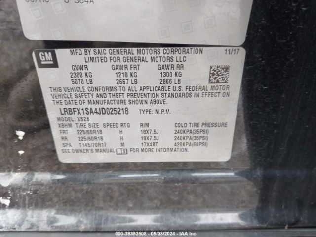LRBFX1SA4JD025218 Buick Envision Essence