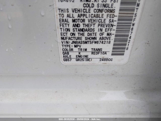 Nissan Rogue Select S 2015 JN8AS5MT5FW674218 Image 9