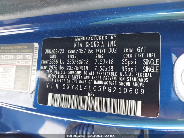 KIA SORENTO S 2023 5XYRL4LC5PG210609 Image 9
