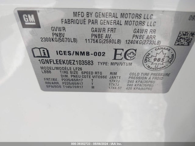 Chevrolet EQUINOX LS 2014 1GNFLEEK0EZ103583 Image 9