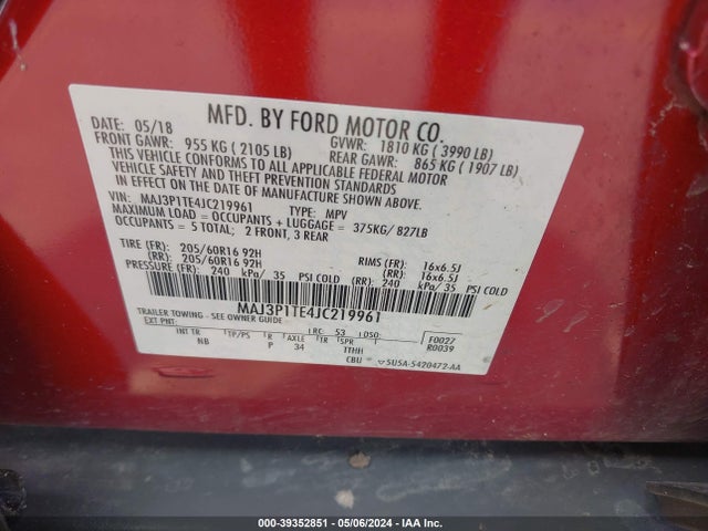 Ford Ecosport Se 2018 MAJ3P1TE4JC219961 Image 9